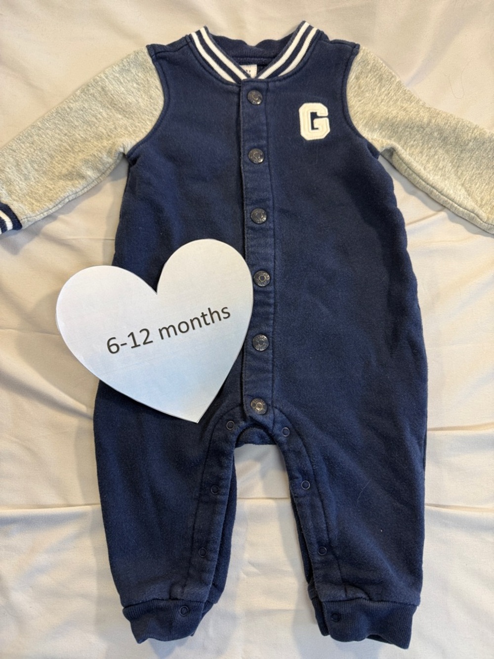 GAP - Baby Navy Outfit with White Trim - One piece Romper/Jumpsuit